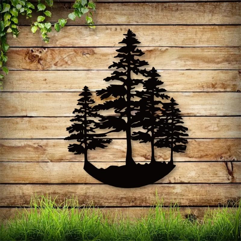Black Metal Tree Decors Stylishs Iron Wall Plaques Wall Sign for Indoor and Outdoor Use Wall Decorations 23.4x30cm
