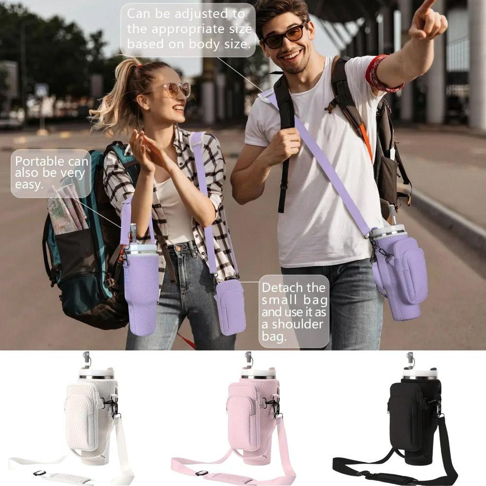 Adjustable Strap Water Cup Bags With Phone Pocket Bottle Carrier Bag  for Stanley 40oz Tumbler
