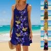 Женское модное летнее пляжное повседневное милое мини-платье без рукавов с принтом