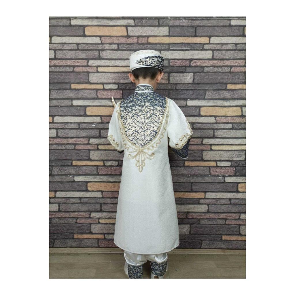 (0-10 Years) Cream Navy Blue Prince Model Circumcision Outfit New Season