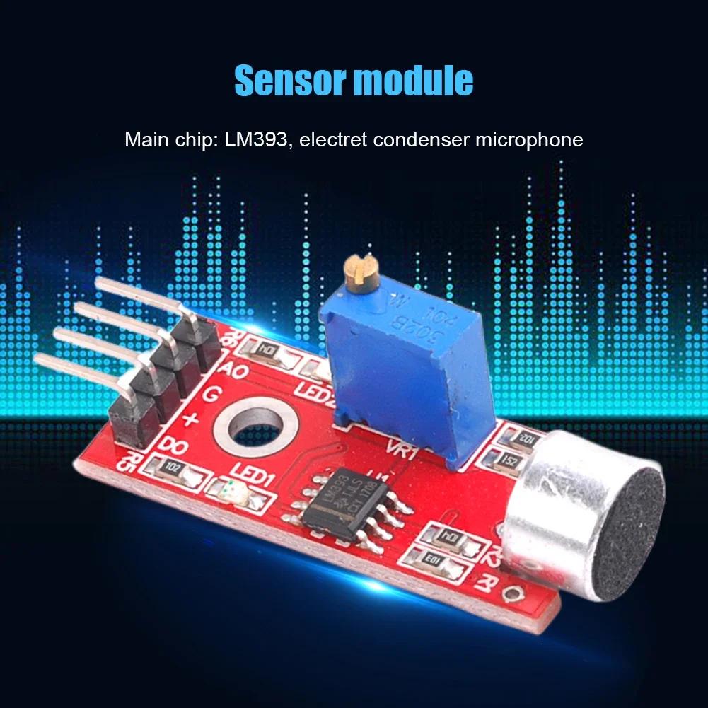 Sound Sensor Detection Module High Sensitivity Sensor Module Signal Output Indication DC 4-6V for Voice Controlled Lights