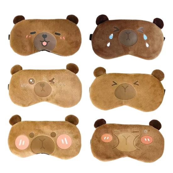 Капибара светонепроницаемый чехол для глаз с эластичной лентой плюшевый мультяшный зверь компресс на глаза для мужчин и женщин путешествия сон затемняющий чехол для глаз