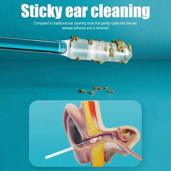 Sticky Ear Wax Removal Swabs with Soft Silicone Tip Gentle Ear Cleaner Comfortable Ear Cleaning Sticks Eco-Friendly Ear Pick for Adults Kids