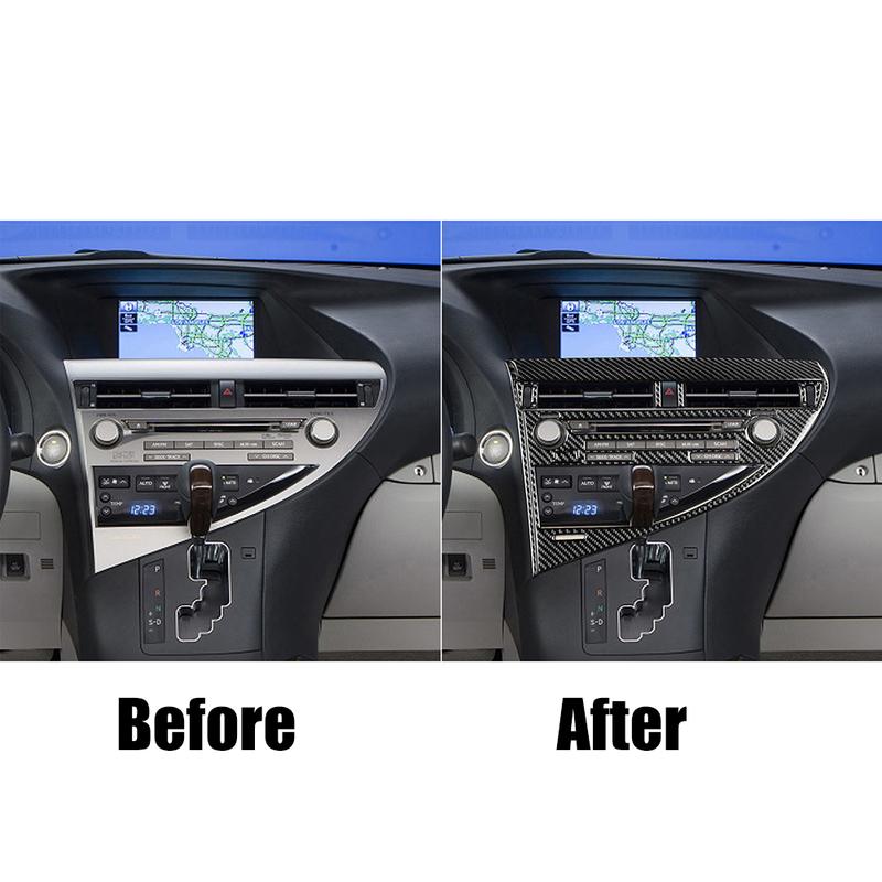1 Set Carbon Fiber Style Stickers Interior CD Panel Frame Trim Cover Inner Decals For Lexus RX350 RX450h 2010 2011 2012
