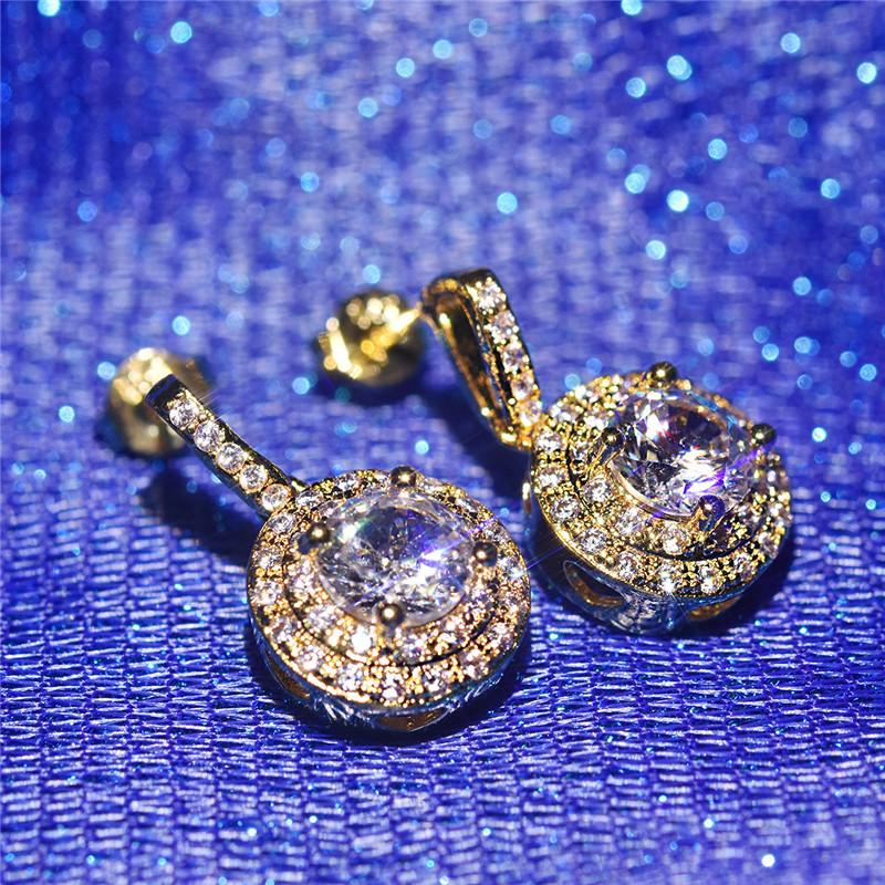 Роскошные круглые серьги с кристаллами для женщин, ювелирные изделия, очаровательные серьги из розового золота для девочек, женские золотые аксессуары, серьги с камнями