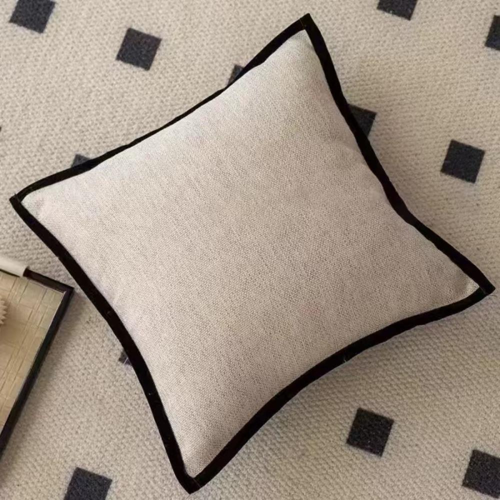 Retro Cushion Cover Black Border Waist Pillow Cover French Medieval Style Pillowcase Hotel