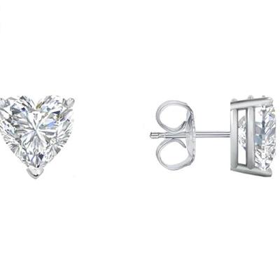 Jewels Prim 5 карат Сердце Форма Созданный Бриллиант Настоящее Белое Золото 14К Серьги-пусеты Застежка-пусет Поиск этой страницы