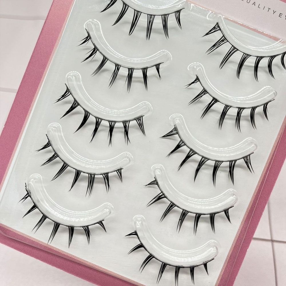 Japanese Cosplay Manga Anime Lashes Dramatic Wet Spiky Lashes Doll Strip Lashes  for Women