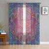 Indian Boho Paisley Texture Tulle Sheer Curtains for Living Room Decoration Window Curtain for Bedroom Voile Organza Drapes