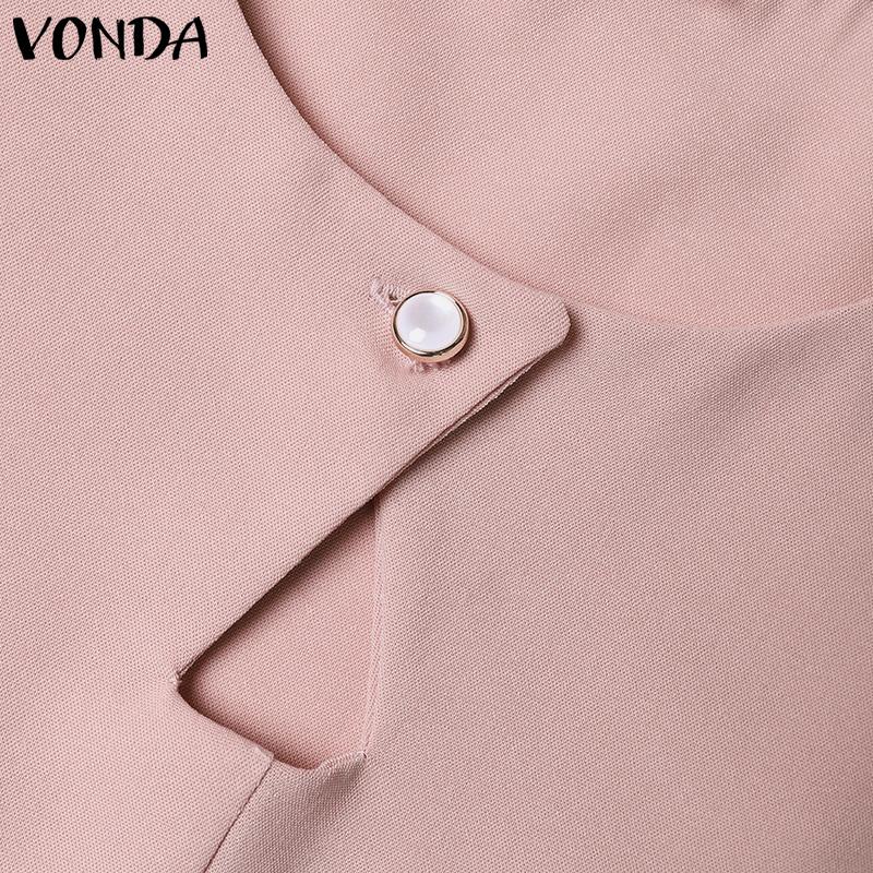 VONDA Летние женские короткие платья с круглым вырезом без рукавов