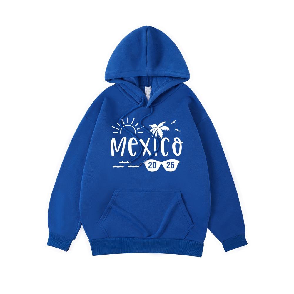 Худи с принтом Mexico Beach Женские базовые Удобные флисовые с капюшоном Теплые Свободные Толстовки Карман Женская Уличная одежда