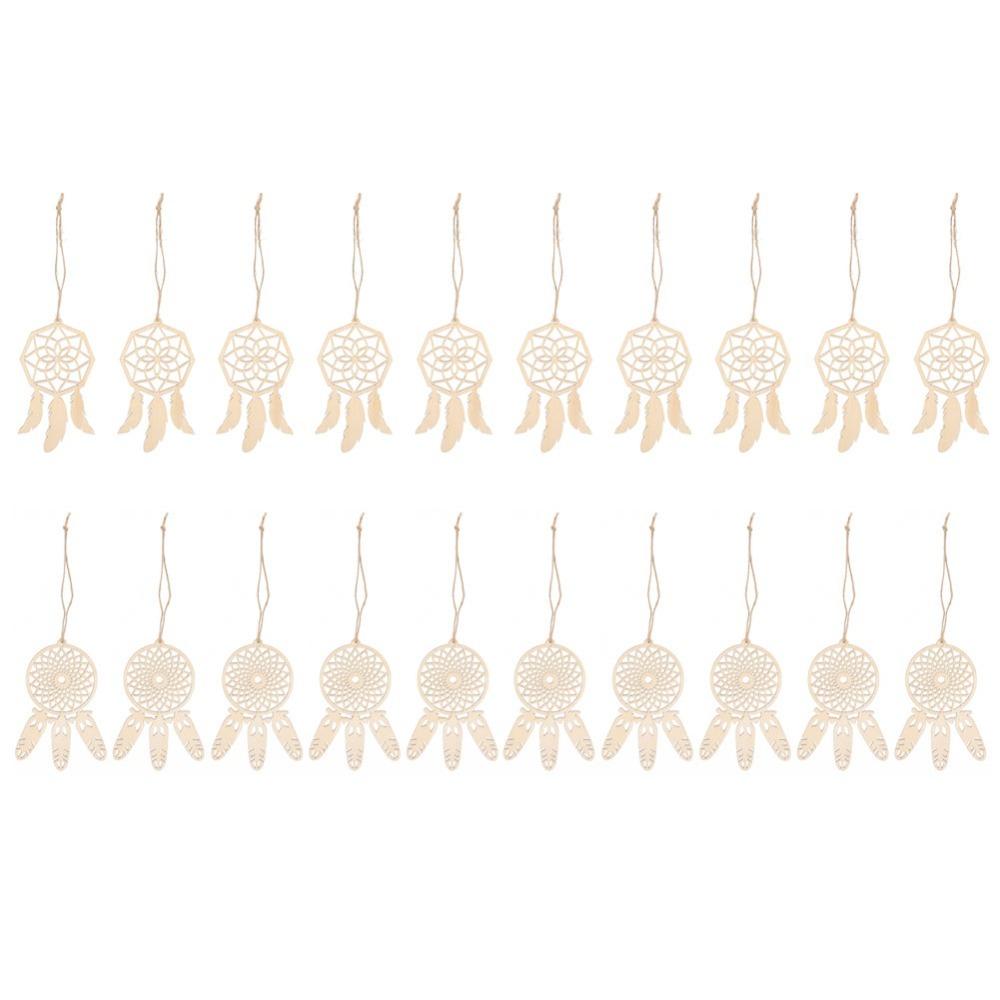 20pcs Wood Wooden Dreamcatchers Wooden Pendant Unfinished Wood Hanging Ornaments String Decor Dream Catcher Kits Boho Bedroom