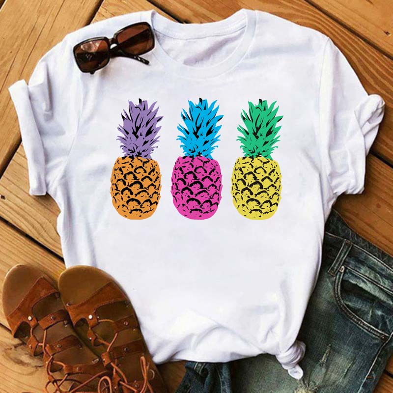 Maycaur Tee Women T-shirt Summer Short Sleeve Avocado Print Clothes Fashion Cartoon Fruit Graphic T Shirt Kawai Female Tops TEE