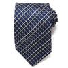 Галстук Michiko London, жаккардовая клетка, сделано в Японии, шелк Нисидзин-ори, 100% (Узор C Темно-синий)