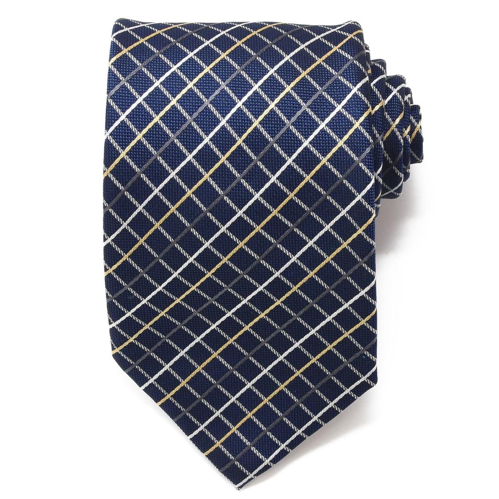 Галстук Michiko London, жаккардовая клетка, сделано в Японии, шелк Нисидзин-ори, 100% (Узор C Темно-синий)