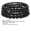 4 шт. Мужские браслеты из натурального камня, черные, гладкие, эластичные, многослойные, регулируемые, для взрослых, наручные украшения, мужские наручные аксессуары