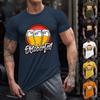 Beer Print Unisex Round Neck Short Sleeved Top For Fashion