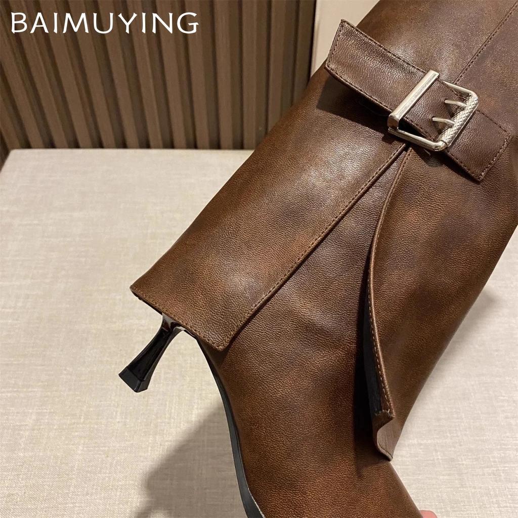 Острый носок женские высокие сапоги на высоком каблуке кожаные женские туфли 2025 тренд зимние гладиаторы сексуальные до колена челси Botas De Mujer