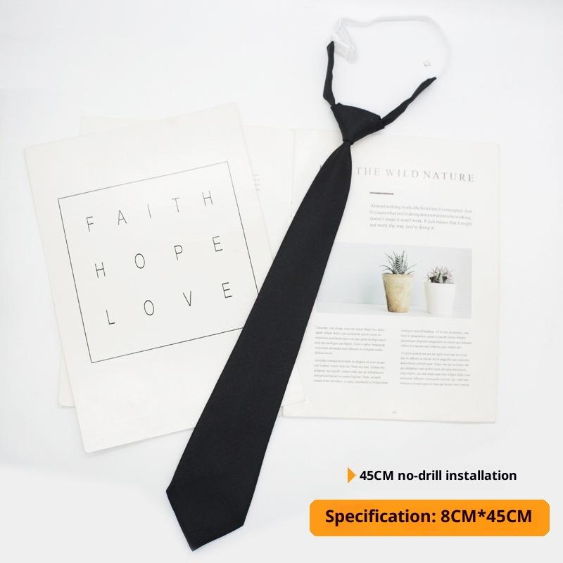 Однотонный детский зажим-галстук Базовый Черный Короткий Студенческий Повседневный Универсальный Галстук Мужские Женские Аксессуары