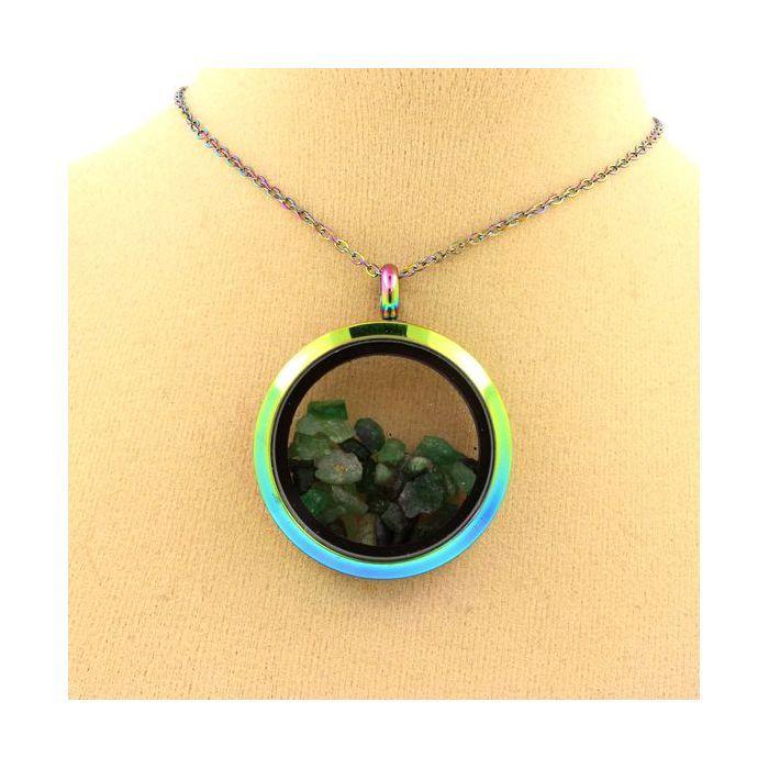 Pierres et Minéraux. Collier Grenat Tsavorite brut. Modèle multicolore.