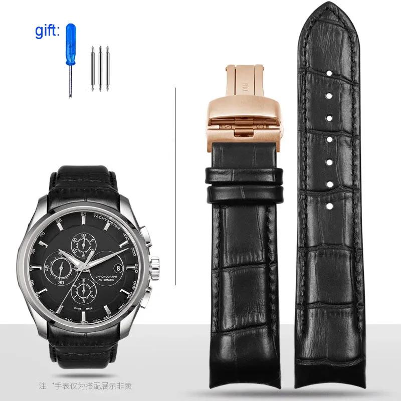 Изогнутый Кожаный Ремешок для Часов 22мм 23мм 24мм для Tissot Couturier T035 Ремешок для Часов Стальная Пряжка Ремешок Браслет