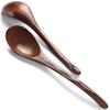 YFWOOD 20cm Spoon Set, Natural Wood with Lacquer Finish, Curved Wooden Dinner Spoon and Soup Spoon, Lightweight, for Curry, Ramen, Fried Rice, and Oth