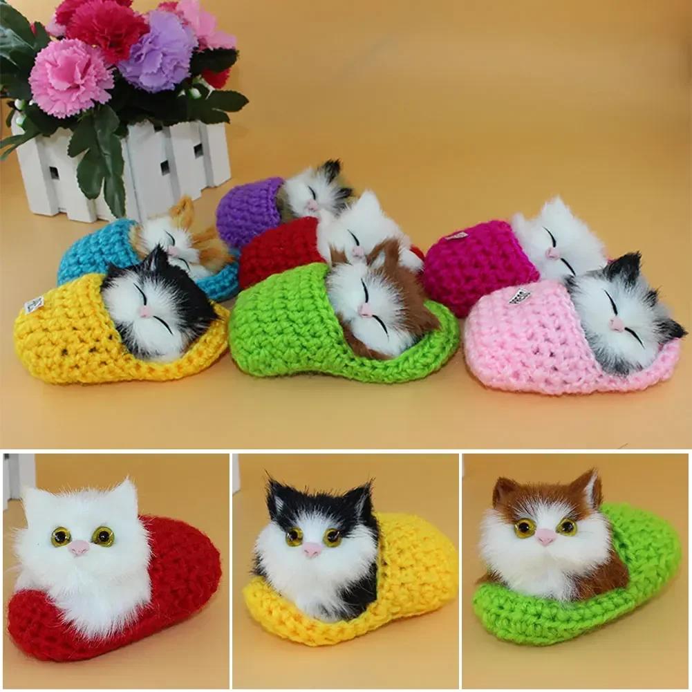 Stuffed Toys Lovely Simulation Animal Doll Plush Sleeping Cats Toy With Sound Kids Toy Decoration Birthday Gift For Children