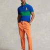 Polo Ralph Lauren Ss23 Широкая полосатая хлопковая рубашка поло с коротким рукавом с логотипом для мужчин, сине-зеленая MNPOKNI1N822155-401
