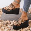 Fashion Thick Bottom Slope Heel Height Increasing Slippers 2025 Summer Leopard Color Beach Open Toe Shoes Women Non-slip Comfort Sandals