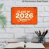 2D Flat, 1pc Class of 2026 Senior Aluminium Sign 8x12 Inch - Retro Orange Distressed Design, "CLASS OF 2026 Senior!" Quote, Graduation Gift for High