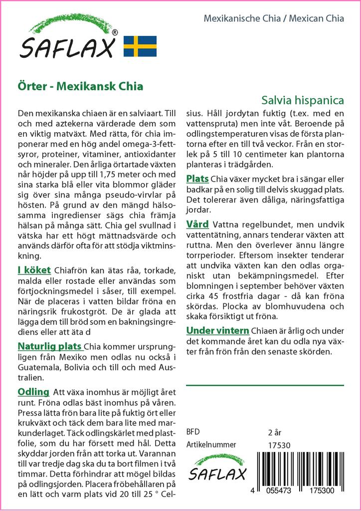 SAFLAX Garden in the Bag - Мексиканский чиа - 500 семян - С субстратом в подходящем пакете - Salvia hispanica