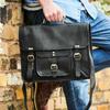 Vintage Black Leather Messenger Bag Shoulder Laptop Briefcase Men's Genuine