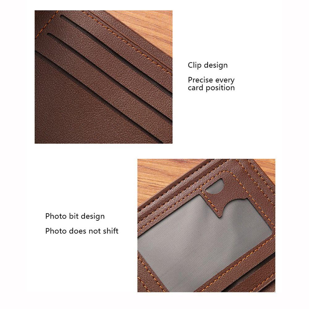 Large Capacity Male Leather Purse PU Leather ID Card Holder Portable Pocket Purse Daily Use