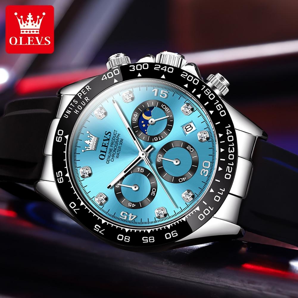 OLEVS 2875 Luxury Original Quartz Watch For Men Moon Phase Calendar Chronograph Luminous Waterproof Sport Man Wristwatch