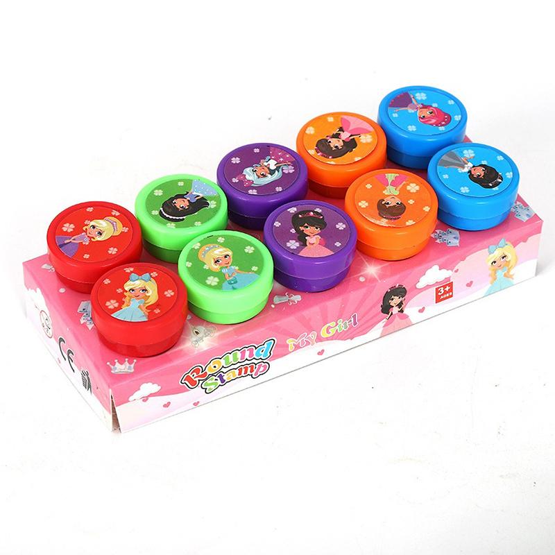 10 шт. Набор милых мультяшных штампов, в коробке, в ассортименте, набор печатей, DIY, украшение для рисования, канцелярские принадлежности, приз для учителя, подарок ZYF