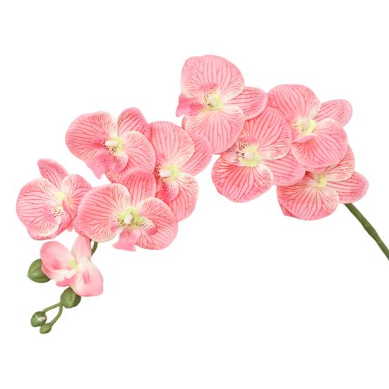 Искусственные цветы орхидеи на длинных стеблях, реалистичные орхидеи фаленопсис, не требующие ухода, бархатные лепестки, искусственный цветок, домашний декор