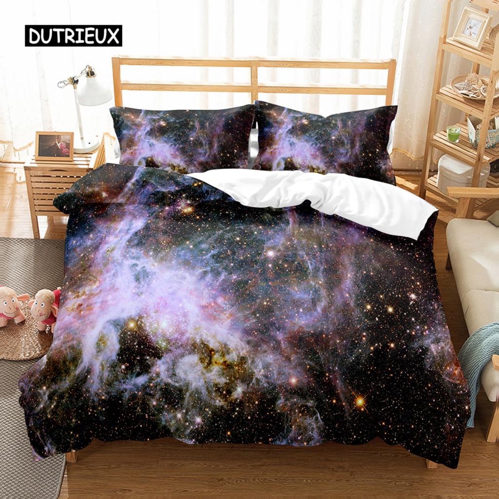 Пододеяльник Hubble King Size Queen Размер Звездное Небо Комплект Постельного Белья Яркий Космический Пейзаж Наволочка Долговечный Полиэстер