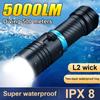 5000LM Professional Diving Torch L2 Wick Underwater Flashlight Waterproof Light Underwater 500m Diving Flashlight