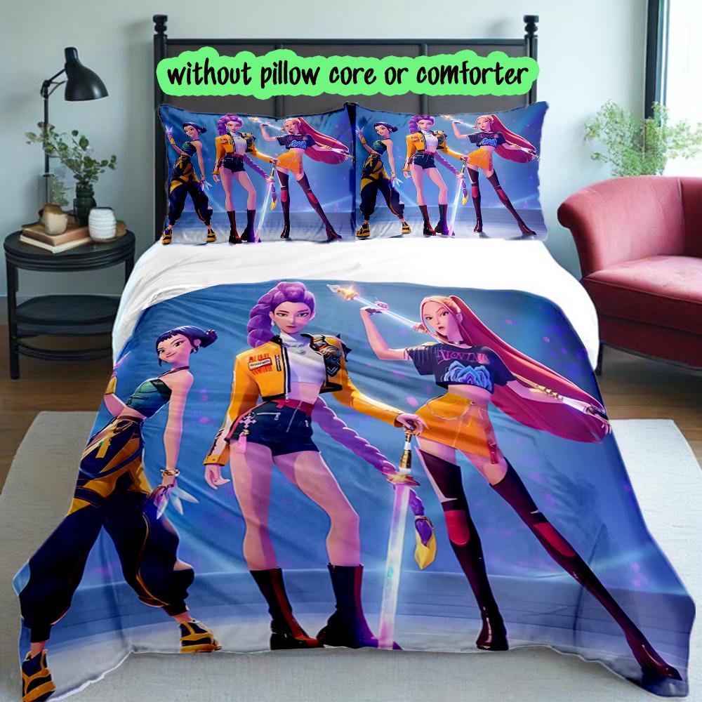 Kpop Duvet Cover Set - 3pcs Polyester Bedding Set with Digital Print, All-Season Cozy Bedroom Accessory