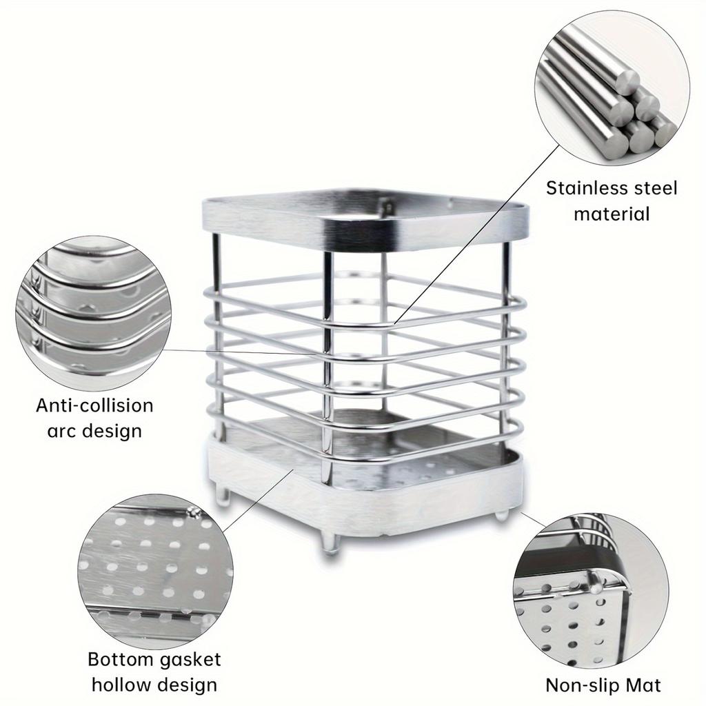 Modern Stainless Steel Toothbrush Holder - Rust-Proof & Multifunctional Rack for Organized Bathrooms - Space-Saving & Stylish Ac