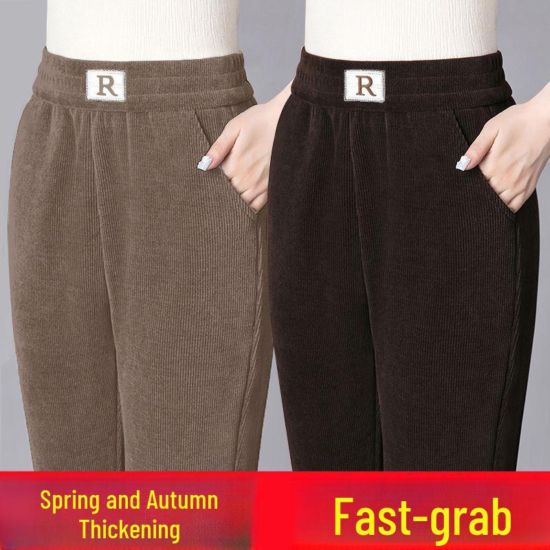 Corduroy & Velvet Thickened Harem Pants - Large Size, Autumn/Winter Casual Women’s Trousers, 2025 European Style