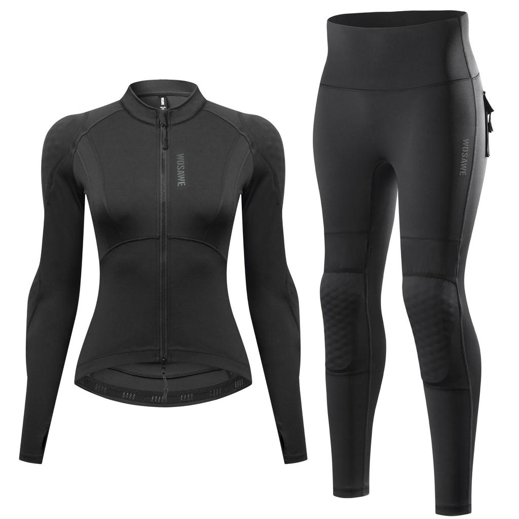 Wosawe Женская мотоциклетная одежда Облегающая Высокоэластичная Мотоциклетная Рубашка Брюки Защитный Костюм с Мягкой Защитой Всего Тела