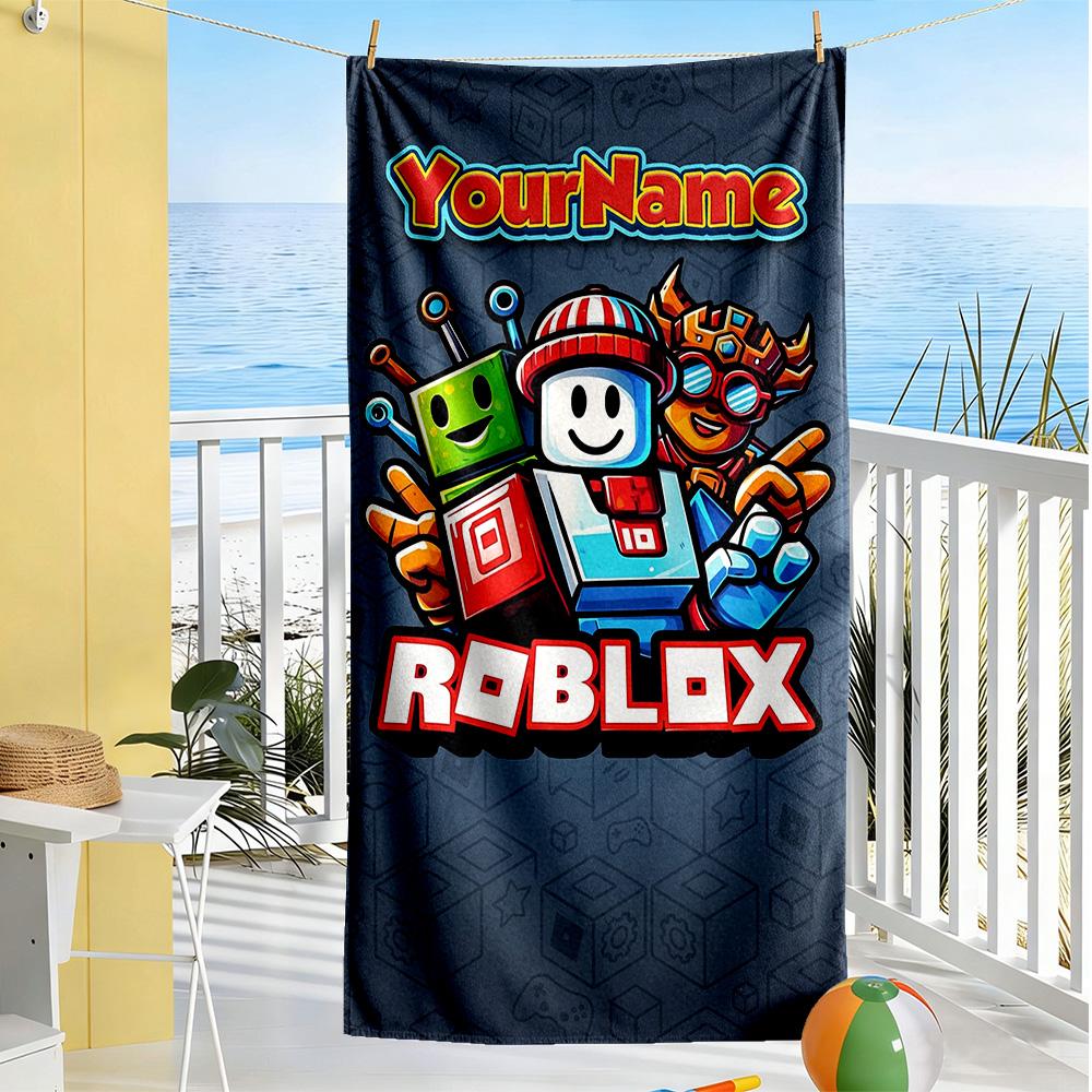 Roblox Personalized Text Beach Towel Quick-Dry Soft Microfiber Perfect for Traveling Yoga Camping and Swimming