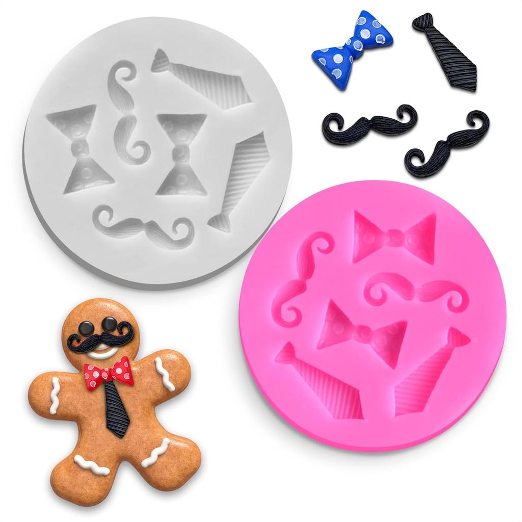 2 Pcs Bow Tie Chocolate Mold - Bow Tie Silicone Mold for Chocolate, Great for Cake & Cupcake Decoration, 2" Diameter Pop Molds for Birthday Candy