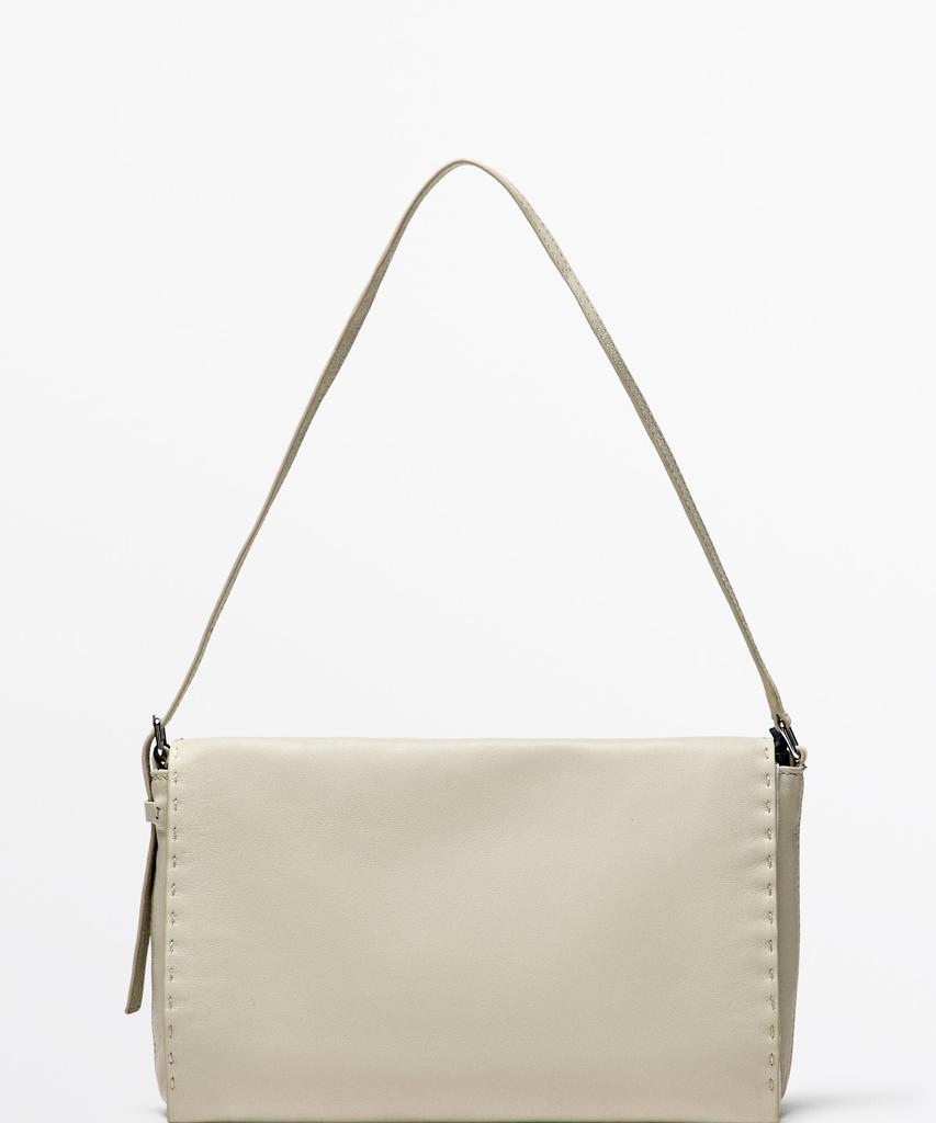 Massimo Dutti Napa Leather Stitch Detail Crossbody Bag