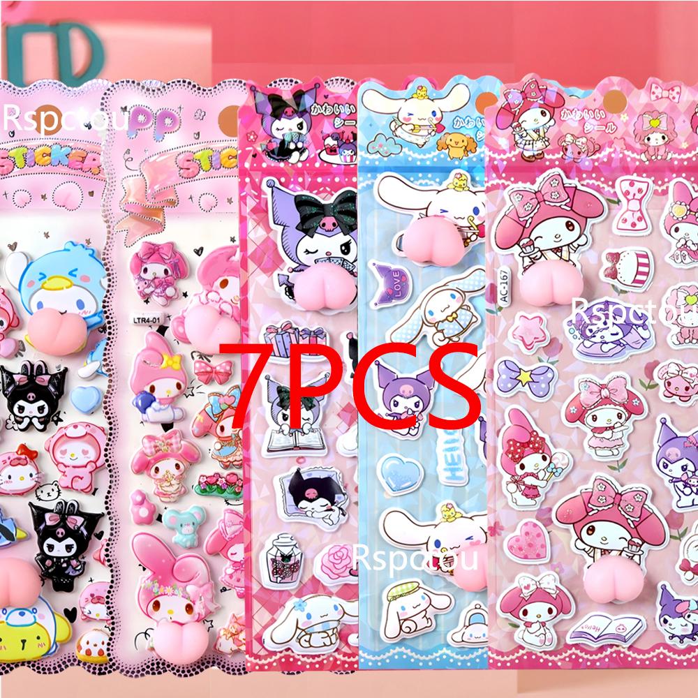 Кавайные 3D Наклейки на Попу Киннаморолль, Моя Мелоди, Куроми Sanrio 3D Рельефные Наклейки Игрушки Милые Снимающие Стресс Мягкие Сжимающиеся Наклейки Подарок