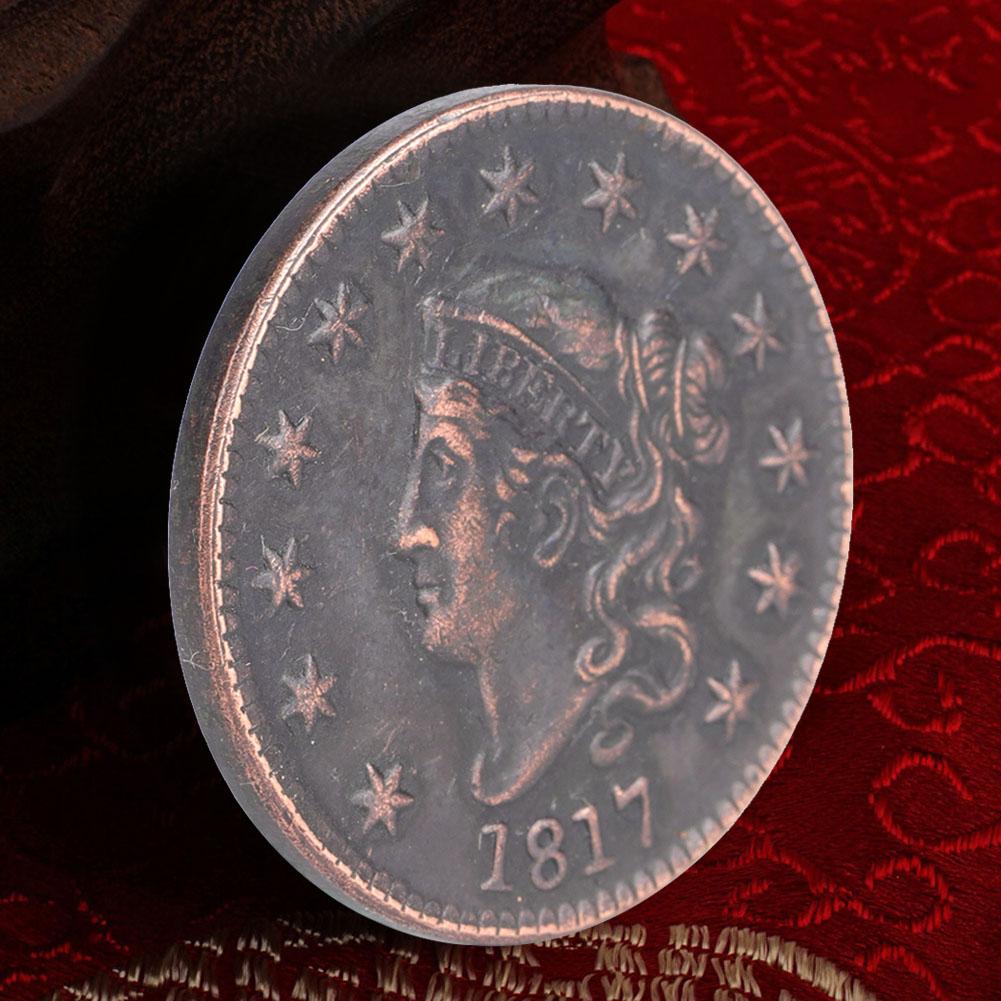 Памятная монета, латунная винтажная коллекционная монета США номиналом 1 цент 1817 года