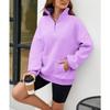 Autumn and Winter Standing Collar Zipper Solid Color Women's Loose Sweatshirt