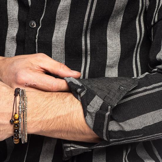 Мужская рубашка в полоску соответствующего цвета с отложным воротником, однобортный кардиган, приталенный тонкий, мягкий, дышащий, уличная одежда с длинными рукавами, мужской топ