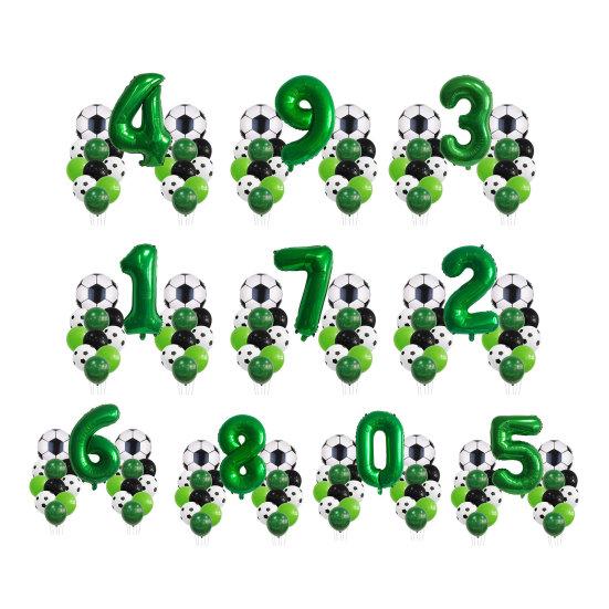 1 Set Balloon Set Soccer Number Shape Leakproof Contrast Color Sport Fans Baby Birthday Party Decoration Arch Balloon Photo Prop